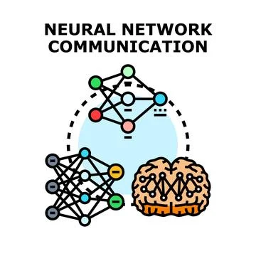 Neural network communicating data and artificial intelligence thinking Stock Illustration