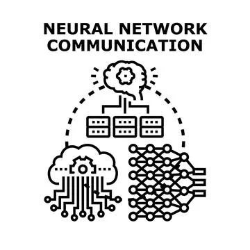 Neural network communication vector illustration reflecting advanced artifici Stock Illustration