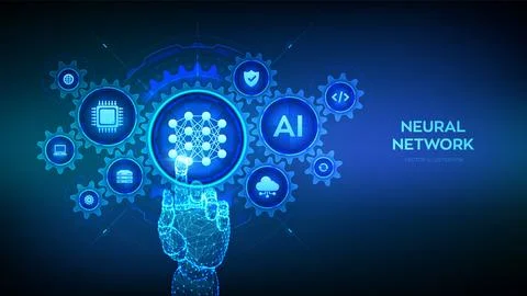 Neural network concept. AI Artificial Intelligence. Machine Learning. Deep .. 库存插图