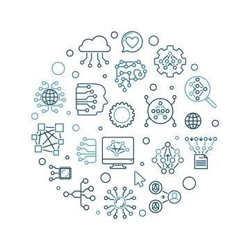 Neural Network concept circle shaped line banner. Vector Future Technology .. イラスト素材