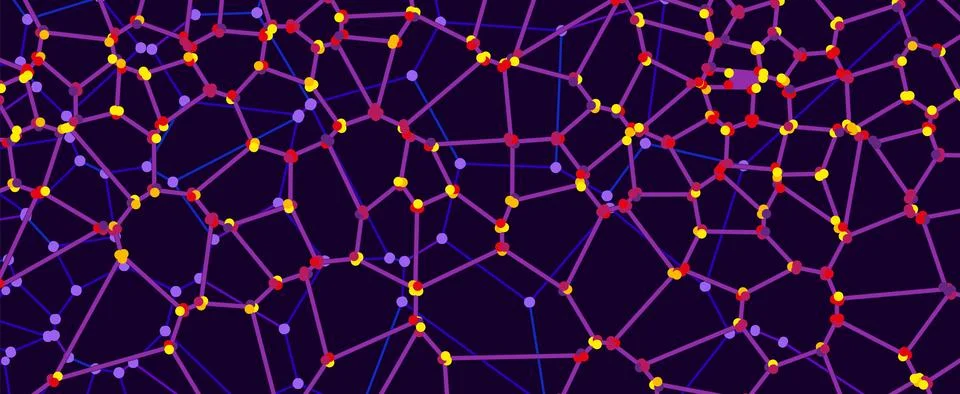Neural network concept. Connected cells with links. High technology process.. Stock Illustration