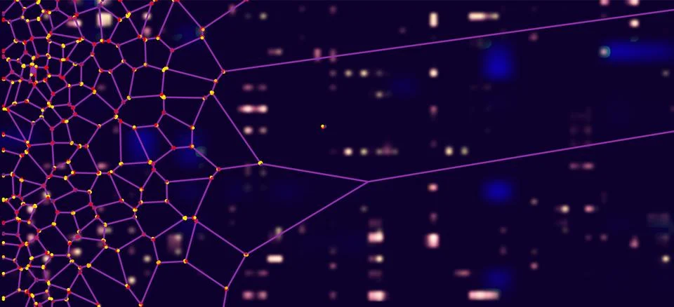 Neural network concept. Connected cells with links. High technology process.  Stock Illustration