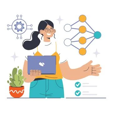 Neural Network concept. Flat vector illustration Stock Illustration