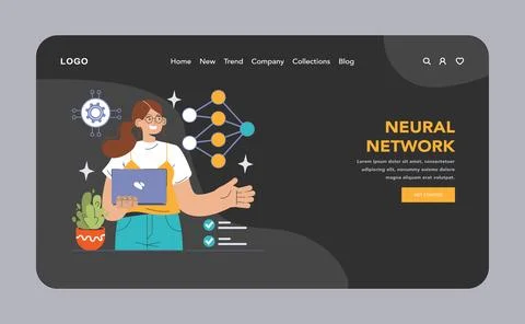 Neural Network concept. Flat vector illustration 스톡 일러스트
