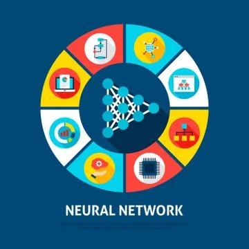 Neural Network Concept Icons Illustrazione stock