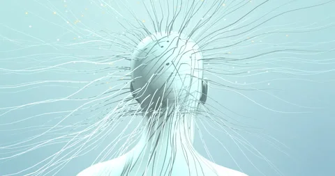 Neural network concept showing data transfer inside human brain. Stock Footage 318609729