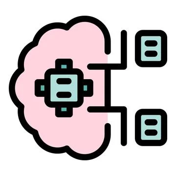 Neural network connecting to processing units, artificial intelligence concep Stock Illustration