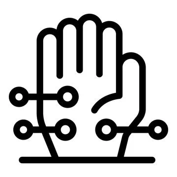 Neural network controlling human hand, artificial intelligence and machine .. Illustrazione stock