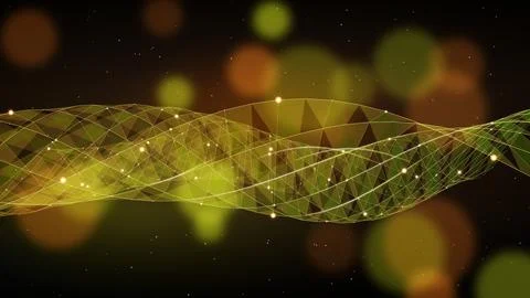 Neural Network Cyber Data Mesh with Smooth sunset orange Gradient Flow Backdrop. Stock Illustration