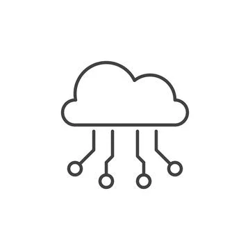 Neural Network Data Cloud Platform vector concept outline icon Stock Illustration