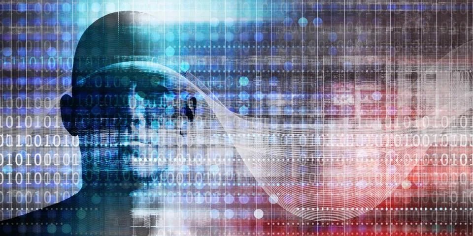 Neural Network Data Flow in Artificial Systems Stock Illustration