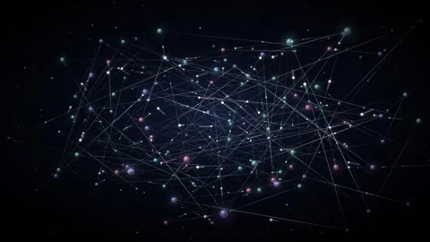 Neural Network Data Flow Loop - Glowing Node Connection Backdrop Stock Footage 341868986