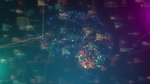 Neural Network Data Processing AI Algorithm Brain Machine Learning Technology Stock Footage 288906953