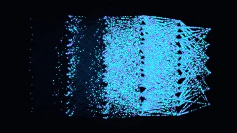 Neural network data processing animation with glowing nodes and connections Stock Footage 346949867