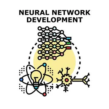 Neural network developing artificial intelligence algorithms Stock Illustration