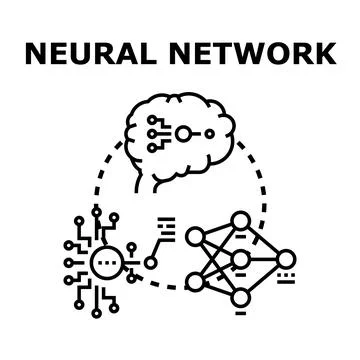 Neural network developing artificial intelligence and machine learning soluti 库存插图