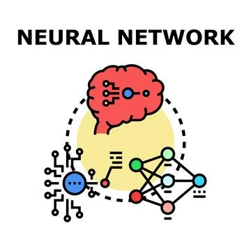 Neural network developing artificial intelligence and machine learning soluti Stock Illustration