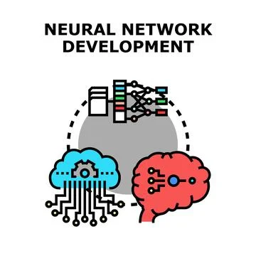 Neural network development process connecting cloud and artificial intellig.. Stock Illustration
