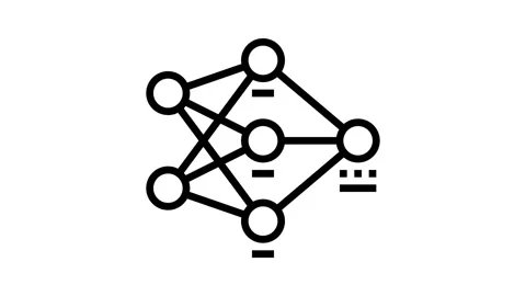 Neural network diagram machine learning line icon animation Stock Footage 326125554