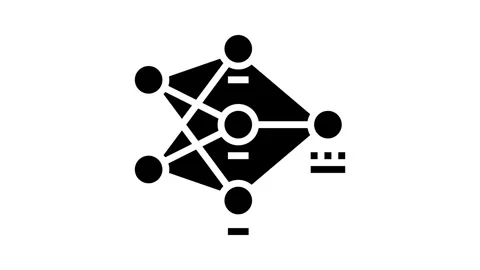 Neural network diagram machine learning glyph icon animation Stock Footage 326145325