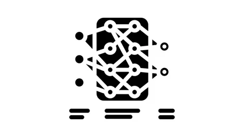Neural network diagram machine learning glyph icon animation Stock Footage 326735762