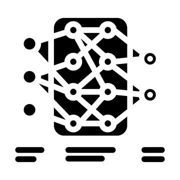 Neural network diagram machine learning glyph icon vector illustration イラスト素材
