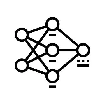 Neural network diagram machine learning line icon vector illustration 库存插图