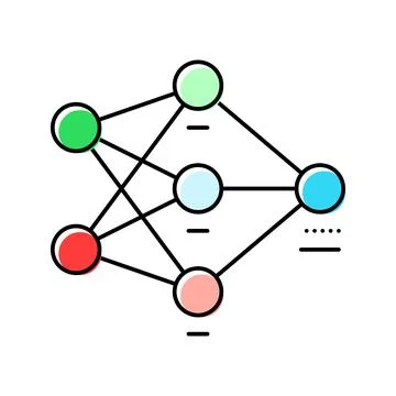 Neural network diagram machine learning color icon vector illustration 스톡 일러스트