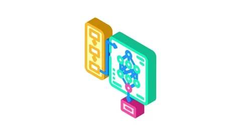 Neural network diagram natural language processing nlp isometric icon animation Stock Footage 327280195