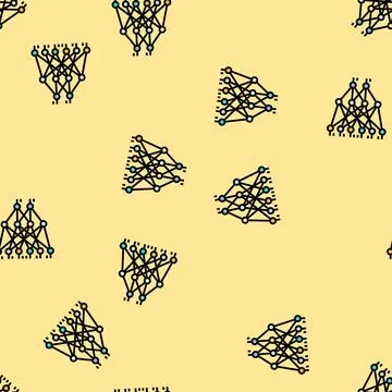 Neural network diagram nlp vector seamless pattern イラスト素材