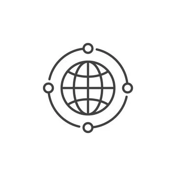 Neural Network Earth Globe vector concept line icon Stock Illustration
