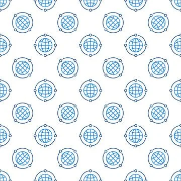 Neural Network Earth Globe vector line seamless pattern Stock Illustration