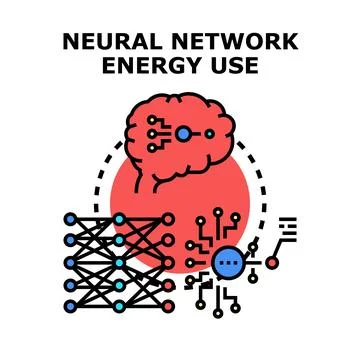 Neural network energy use concept illustration Stock Illustration