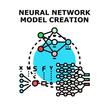 Neural network forming artificial intelligence model for data Stock Illustration