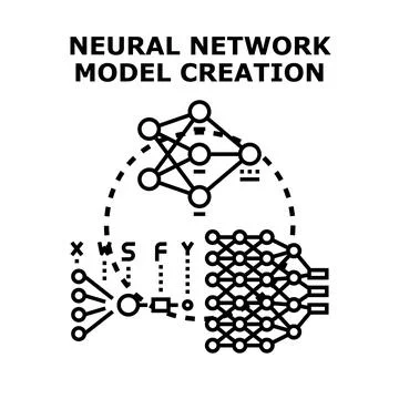 Neural network forming artificial intelligence model for data イラスト素材