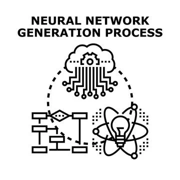 Neural network generation process and artificial intelligence development Stockillustratie