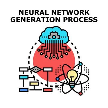 Neural network generation process and artificial intelligence development Stockillustratie