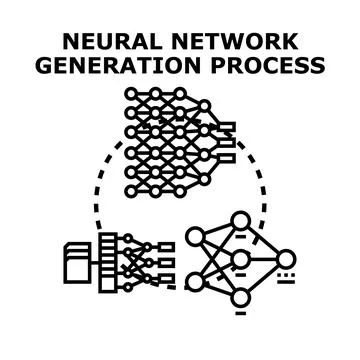 Neural network generation process artificial intelligence concept Stock Illustration