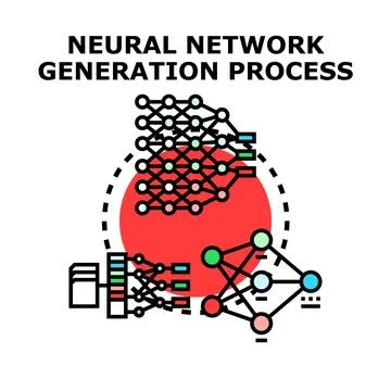 Neural network generation process artificial intelligence concept Stock Illustration