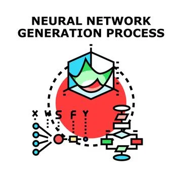 Neural network generation process data algorithm Stock Illustration