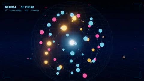 Neural network glowing nodes ai Stock Footage 340004933