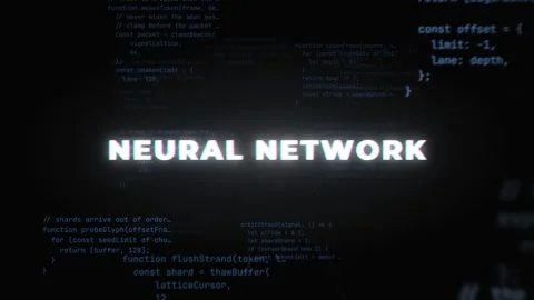 Neural network glowing title text with chromatic glitch over blurred Vídeo Stock 344638272