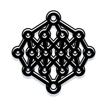 Neural network icon connecting nodes and layers 库存插图