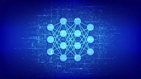 Neural network icon made with binary code. AI. Artificial Intelligence. Mac.. Stock Illustration