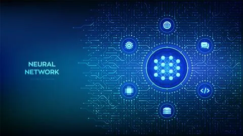 Neural network icon made with binary code. AI. Artificial Intelligence. Mac.. Stock Illustration