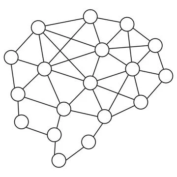 Neural Network icon. Simple outline black vector pictogram with thin lines Stock Illustration