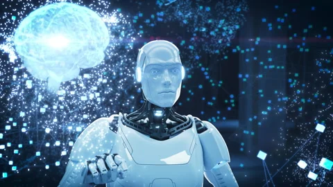 Neural Network Inside AI Robot Mind Stock Footage 283374619