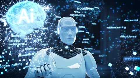 Neural Network Inside AI Robot Mind Stock Footage 283374660