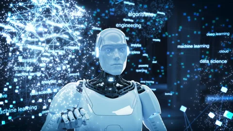 Neural Network Inside AI Robot Mind Stock Footage 283374661