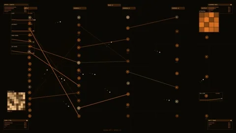 Neural Network Interface Displaying Deep Learning Training Data and Artificial Stock Footage 334550105